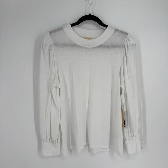 Nation LTD top large L white britton button sleeve minimalist cotton business - Picture 1 of 9
